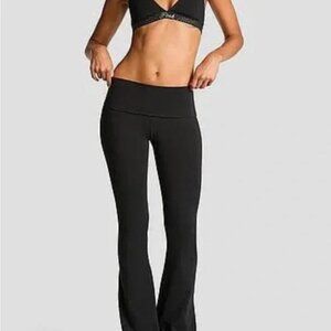 Pink Victoria’s Secret Black‎ Foldover Flare Leggings